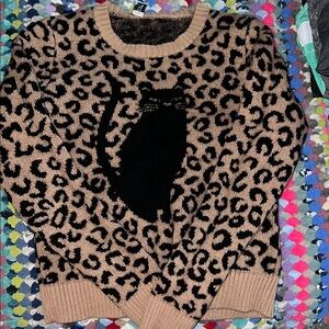 Kate Spade Tan and Black Leopard Sweater